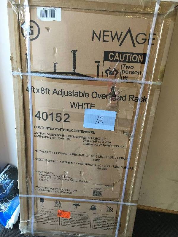 lot 12 image: New Age Products Adjustable Width Ceiling Storage Rack New