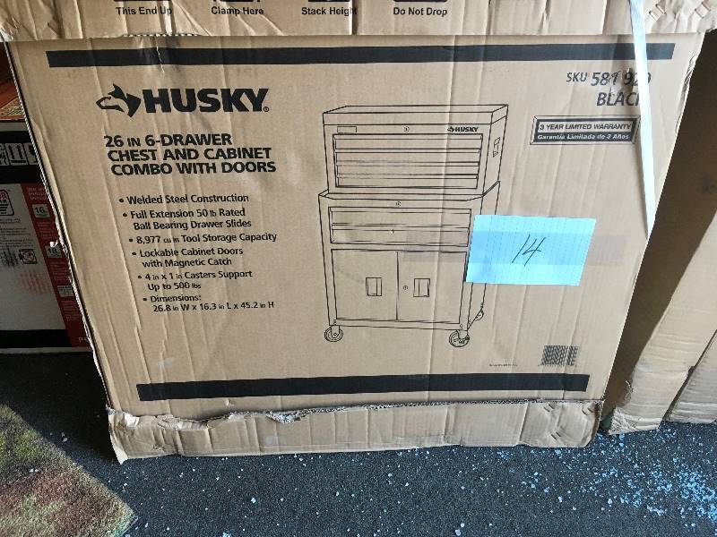 Husky 26 In 6 Drawer Chest And Cabinet Combo With Doors New Kx