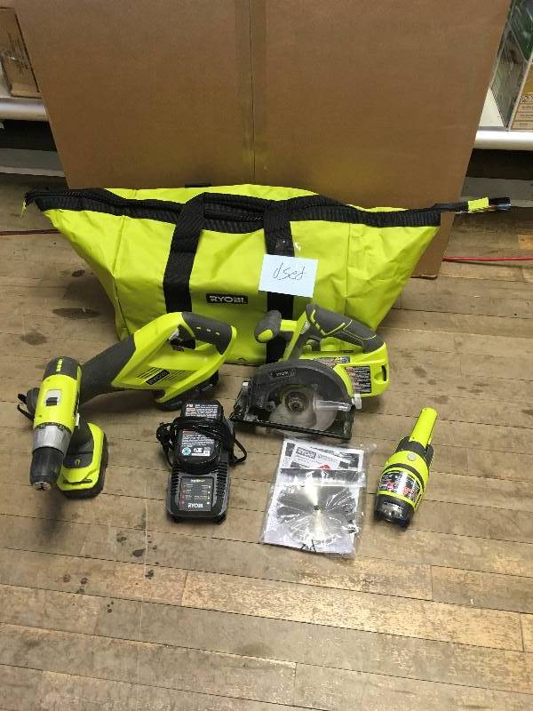 lot 20 image: Ryobi One 18-Volt 4 Piece Super Combo Kit one battery only  used in working condition