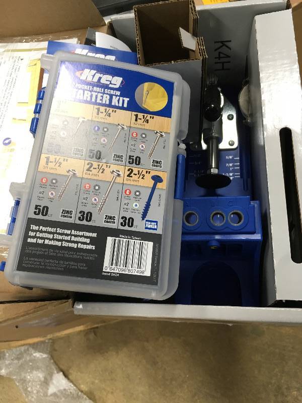 lot 63 image: Kreg 260-Piece Pocket-Hole Screw Starter Kit, Jig K4