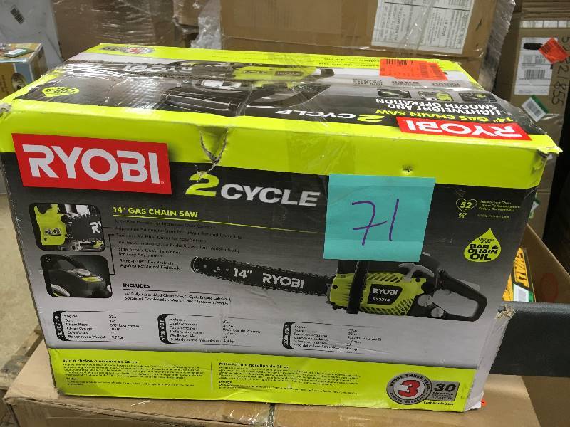 lot 71 image: Ryobi 2 Cycle 14 Chain Saw
