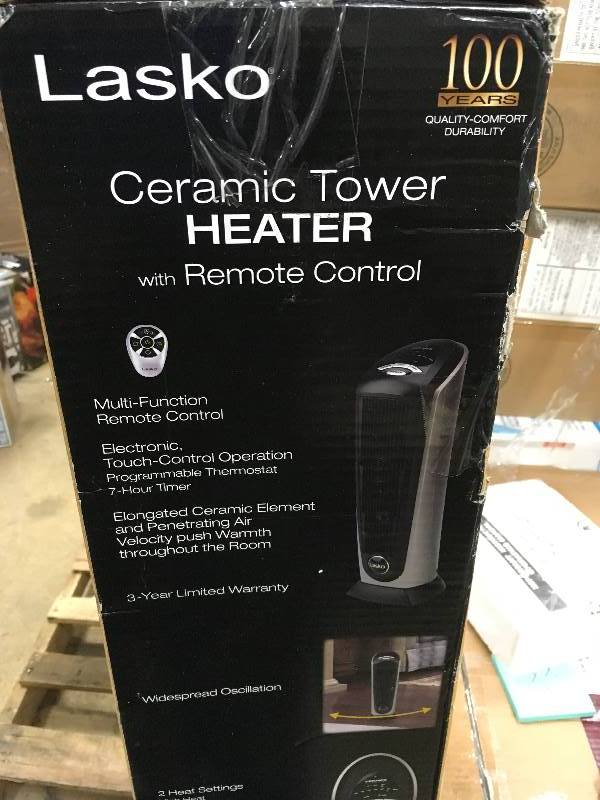 lot 75 image: Lasko Ceraic Tower Heater with Remote Control