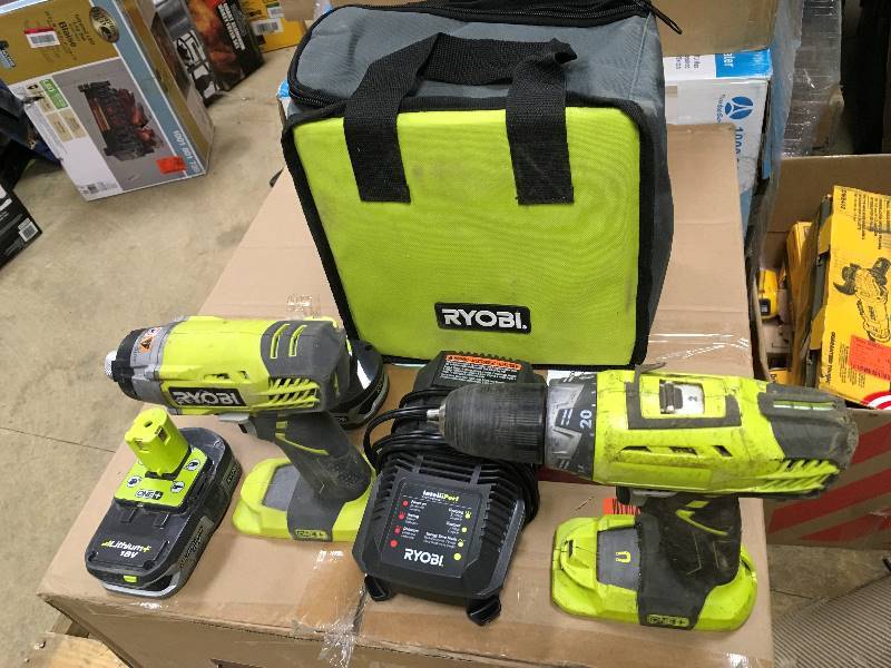 lot 79 image: Ryobi ONE Lithium-Ion Cordless DrillDriver and Impact Combo Kit with Battery & Charger and Bag