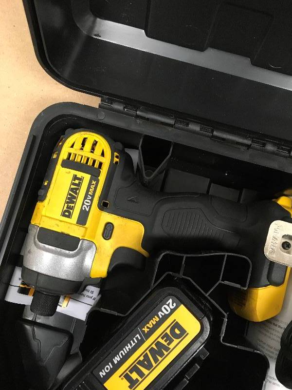 lot 82 image: DeWalt 20-Volt MAX Lithium-Ion Cordless 14 in. Impact Driver Kit with Battery, Charger and Case used in good working condition