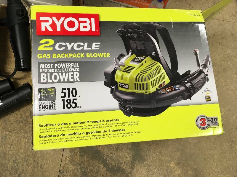 lot 94 image: Ryobi 2 Cycle Gas Backpack Blower used in like new condition
