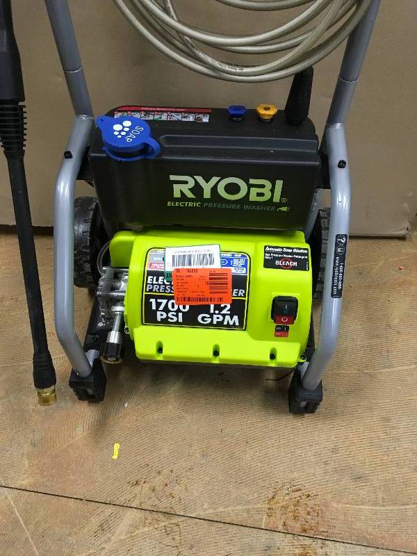 lot 101 image: Ryobi 1700 PSI 1.2 GPM Preassure Washer open box in like new condition