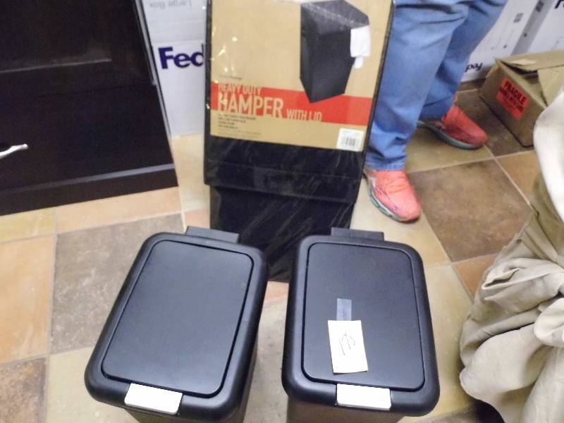 2 Garbage Cans - 2 Heavy Duty  Hampers