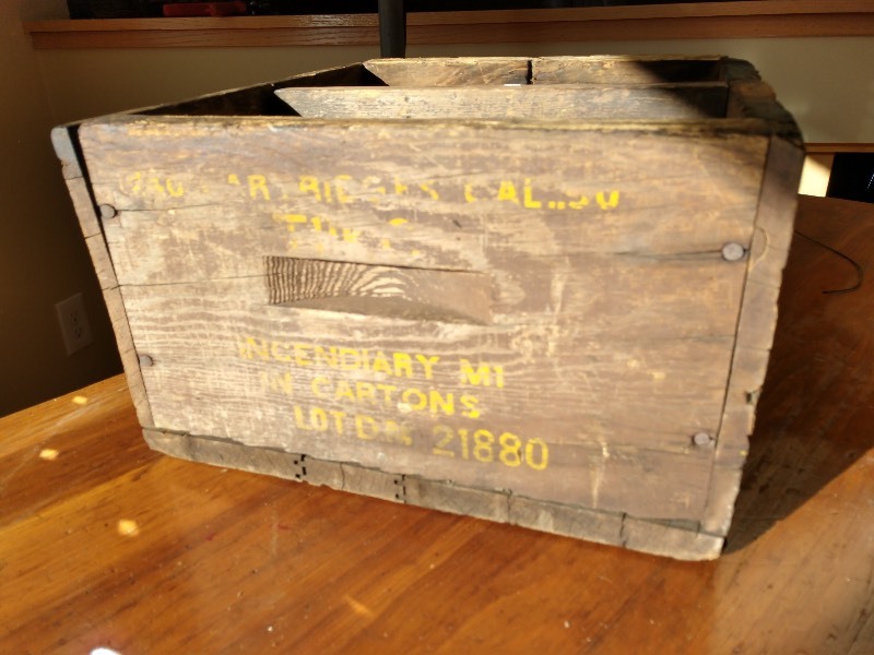 lot 25 image: 50 Caliber Wood Ammo Crate WWII