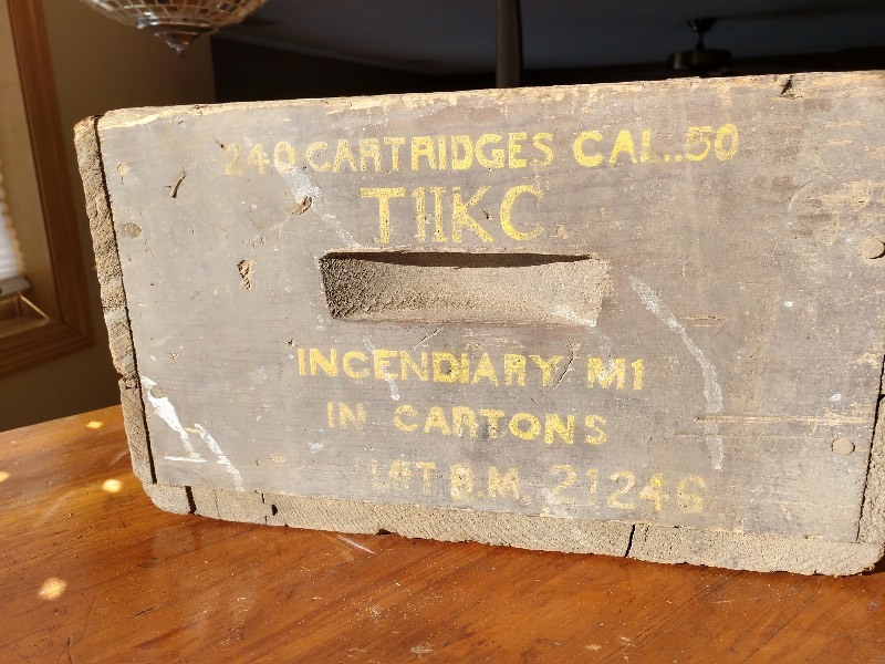 lot 26 image: 50 Caliber Wood Ammo Crate WWII