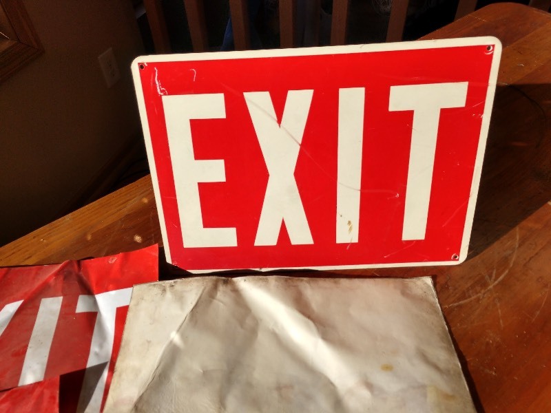 lot 31 image: Red EXIT Sign, Sticker EXIT Signs (4)