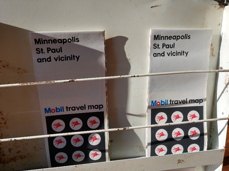 lot 37 image: Vintage Mobil Map Display Sign With Four Original Mobil Maps Included