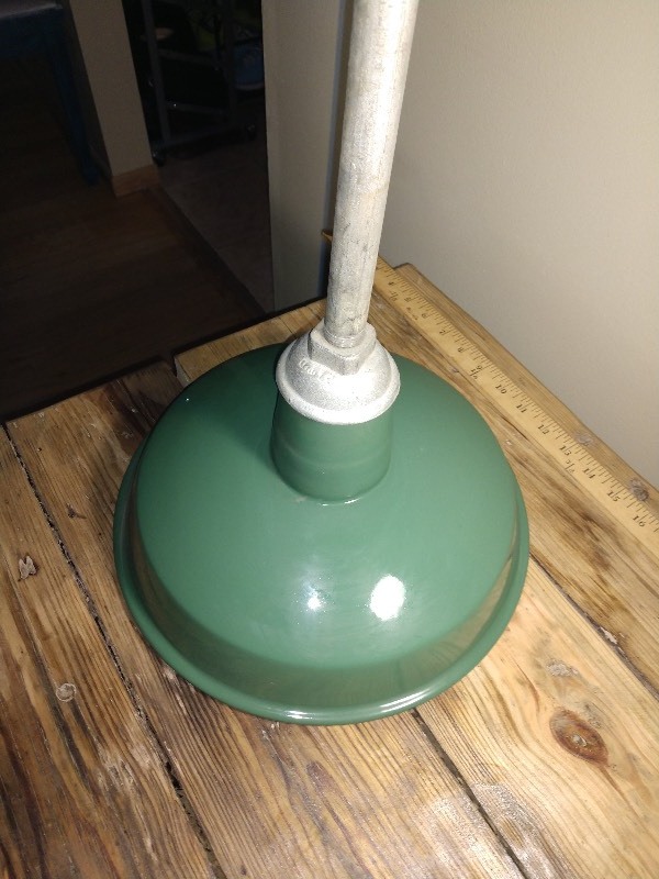 lot 56 image: Green Quad Reflector Industrial Pendant Light