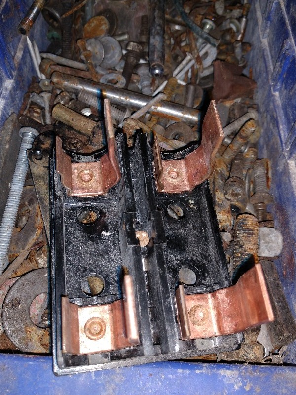 lot 73 image: Antique Fuse and Items in Blue Bin
