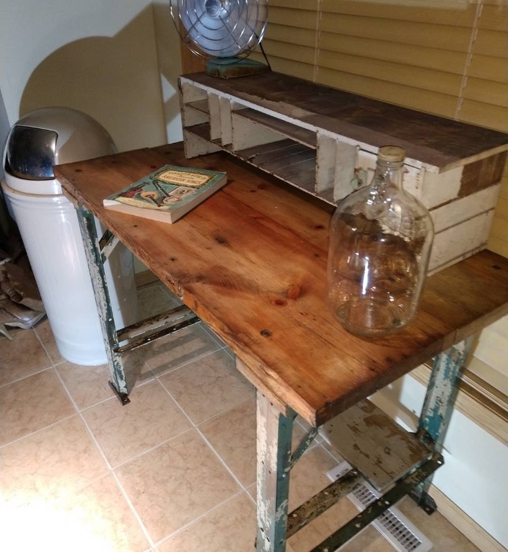lot 77 image: Industrial Pinewood Plank Table