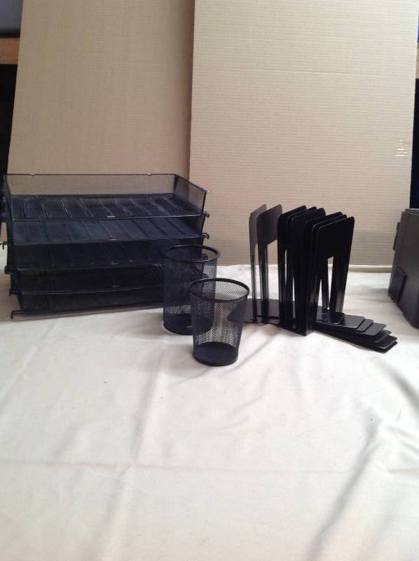 Desk Organizers, Five Paper Organizers, Two pen holders, and 4 pairs of book ends