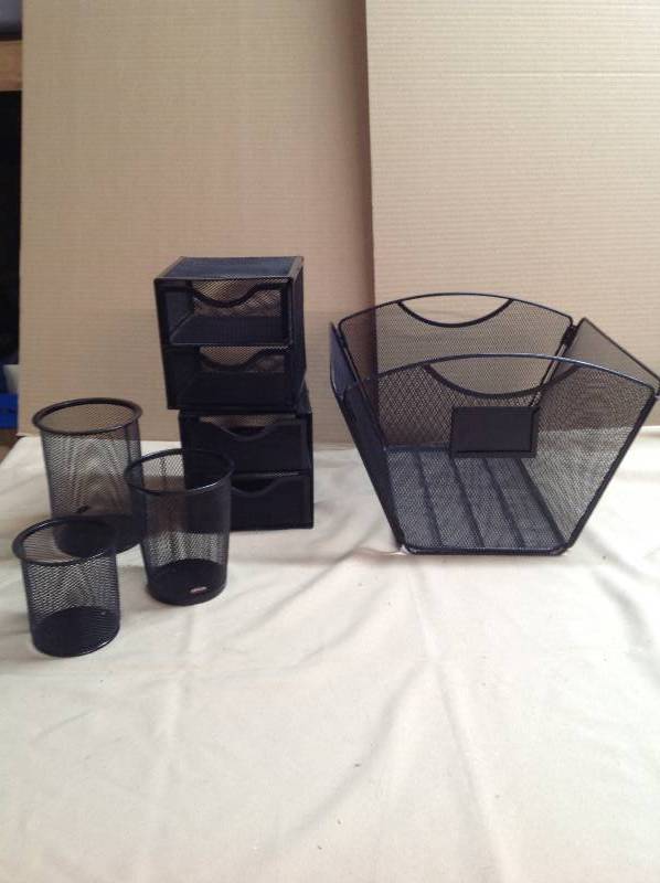 Desk Organizer, Paper Organizer, Three Pen Holders, and Two Small organizers