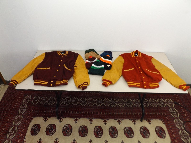 lot 24 image: New Old Stock Letterman Jackets and Stocking Hats
