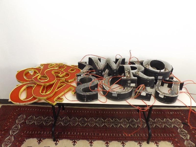 lot 25 image: Large Lot of Vintage Outdoor Advertising Lettering