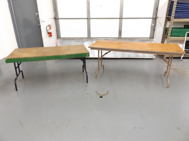 lot 29 image: 2 SOLID folding Wood Work Tables