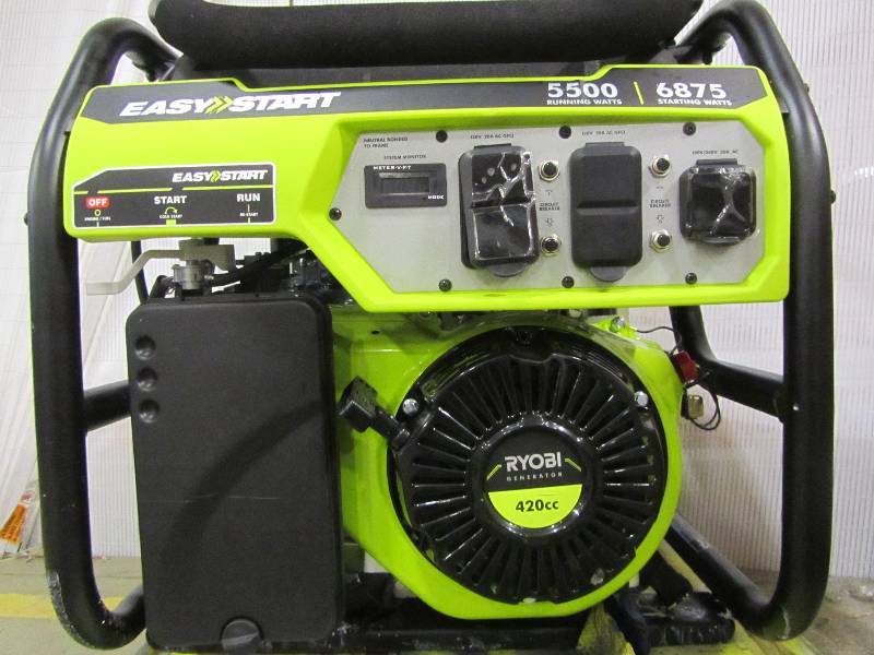 lot 3 image: Ryobi 5,500-Watt Gasoline Powered Portable Generator