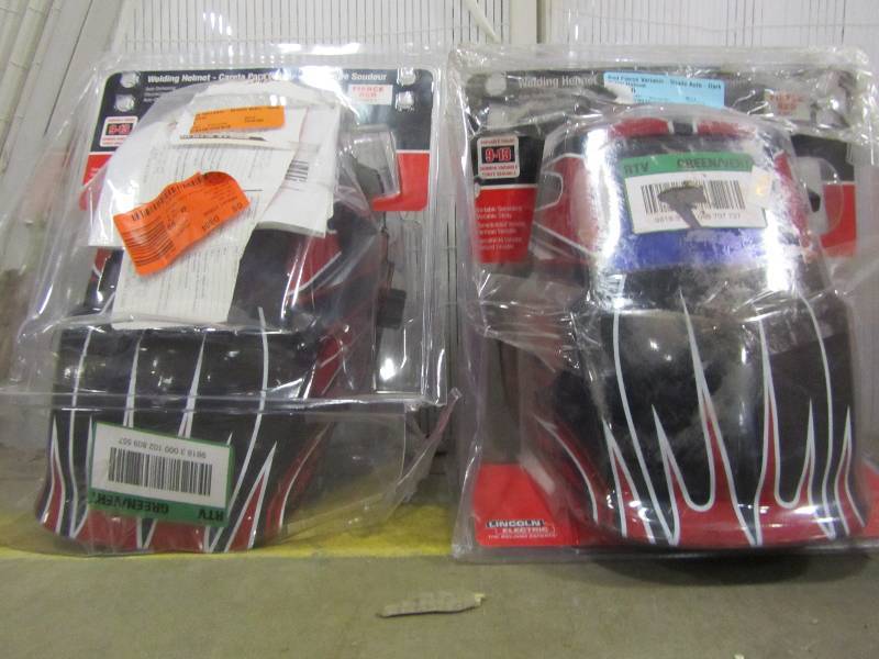 lot 13 image: Lincoln Electric Red Fierce Variable-Shade Auto-Darkening Helmet (x2)