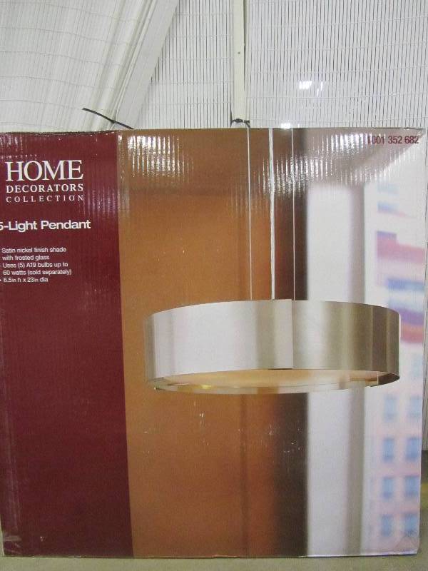 lot 34 image: Home Decorators Collection 5-Light Satin Nickel Pendant