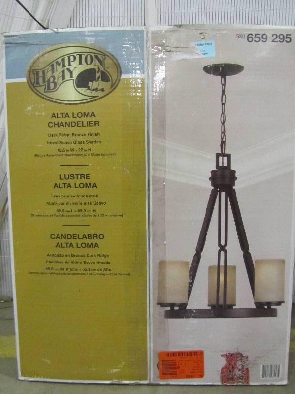 lot 35 image: Hampton Bay Alta Loma 3-Light Dark Ridge Bronze Chandelier