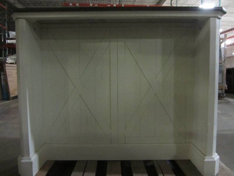 lot 60 image: Home Styles Seaside Lodge Hand Rubbed White Kitchen Island with Quartz Stone Top