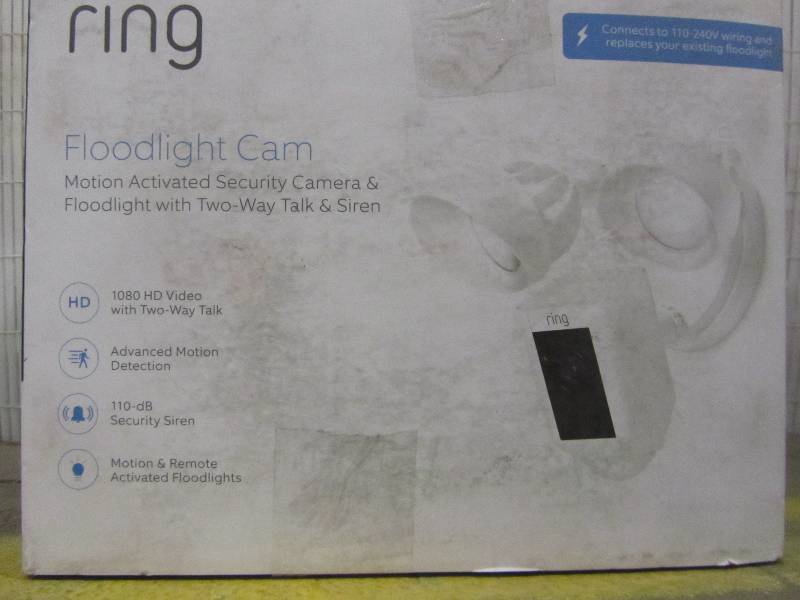 lot 79 image: Ring Outdoor Wi-Fi Cam with Motion Activated Floodlight, White
