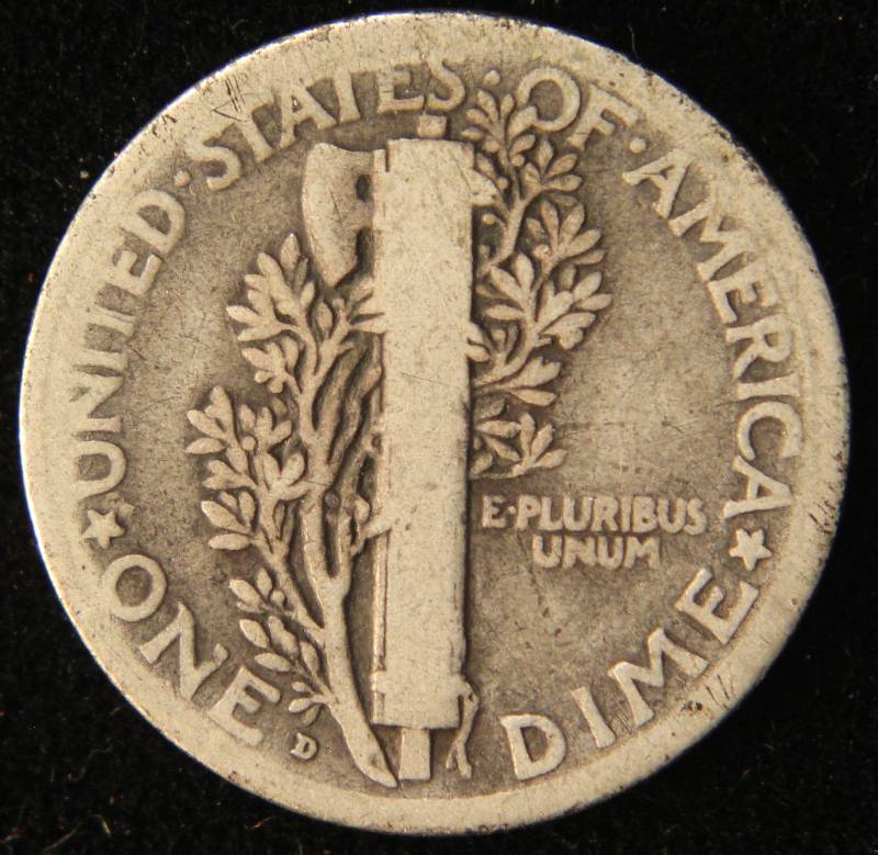 lot 31 image: 1921-D MERCURY SILVER DIME GOOD
