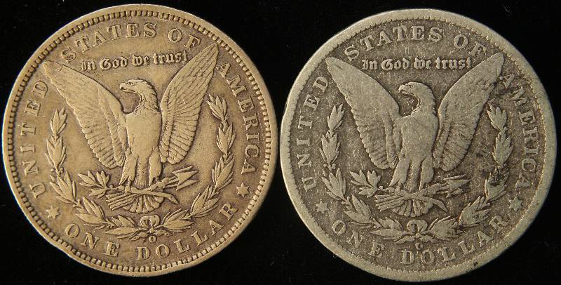 lot 33 image: 1886-O & 1889-O MORGAN SILVER DOLLARS