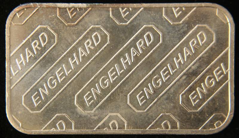 lot 38 image: 1 TROY OZ. .999 FINE SILVER BAR ENGELHARD WITH SERIAL #