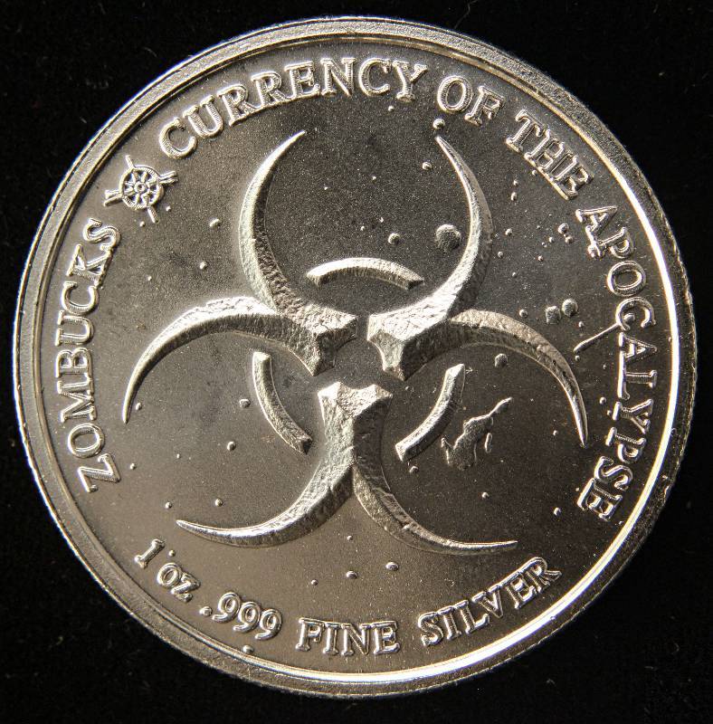 lot 41 image: 1 TROY OZ. .999 FINE SILVER ZOMBUCKS 2019 SAINT