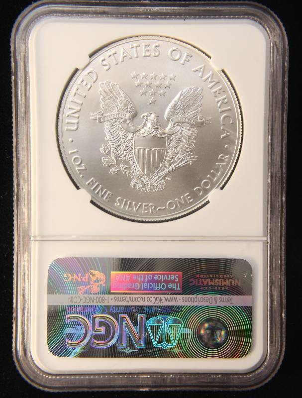 lot 67 image: 2016 AMERICAN SILVER EAGLE 1 TROY OZ. .999 FINE SILVER MS70 NGC FIRST DAY OF ISSUE