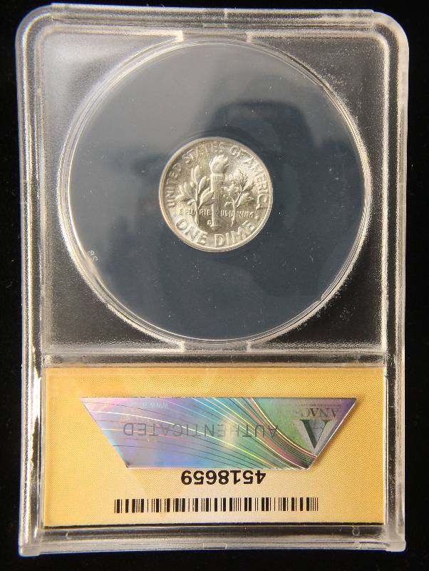 lot 77 image: 1954-S MERCURY SILVER DIME MS65 ANACS