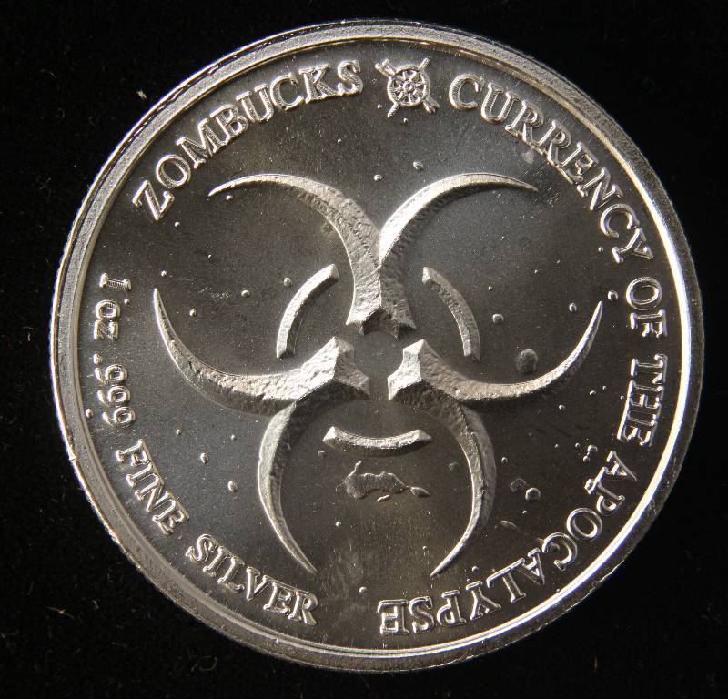 lot 79 image: 1 TROY OZ. .999 FINE SILVER ZOMBUCKS 2019 SAINT