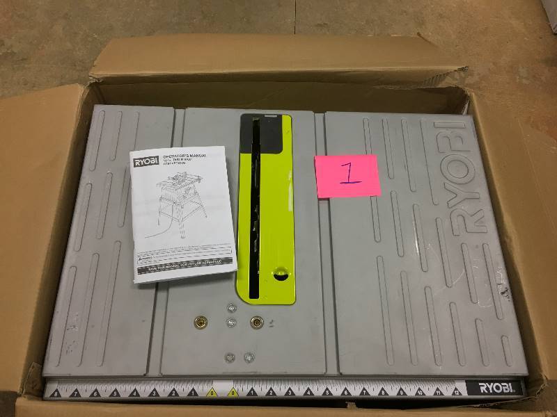 lot 1 image: Ryobi 10 Table Saw with Steel Stand in working conditions