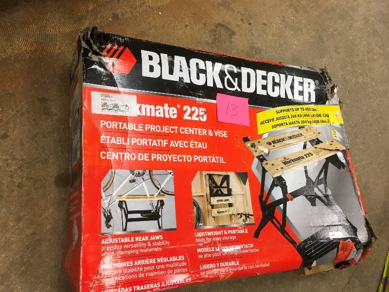 lot 13 image: Black & Decker Workmate 225 Portable Project Center in like New conditions