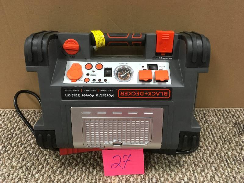 lot 27 image: Black & Decker Professional Power Station - Jumper, Compressor, Inverter, Light, AC DC and USB Power in working conditions