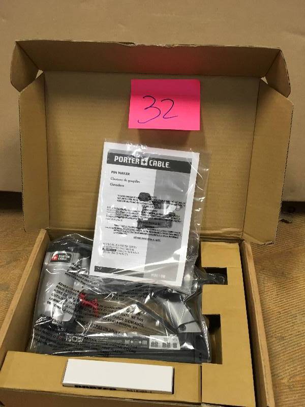 lot 32 image: Porter Cable Pin Nailer open box never used