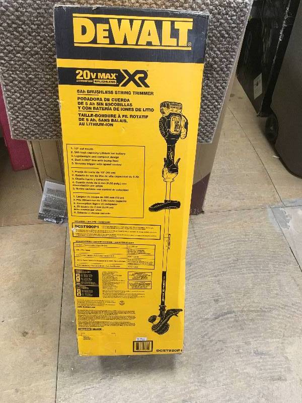 lot 71 image: DEWALT  13 in. 20-Volt MAX Lithium-Ion Cordless Brushless Dual Line String Grass Trimmer with 5.0Ah Battery and Charger Included