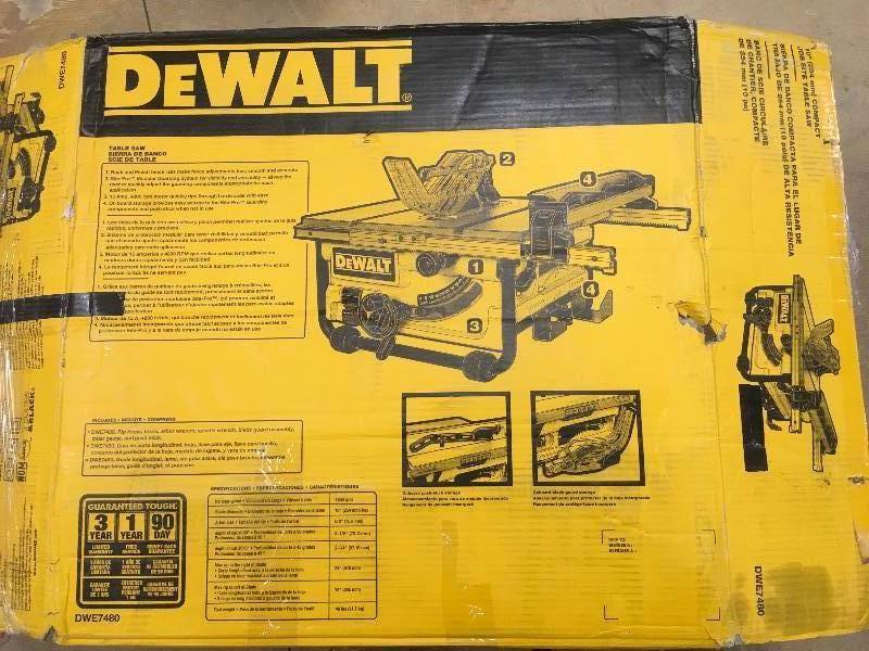 lot 74 image: DEWALT DWE7480 10 Compact Job Site Table Saw with Site-Pro Modular Guarding System  in like new conditions