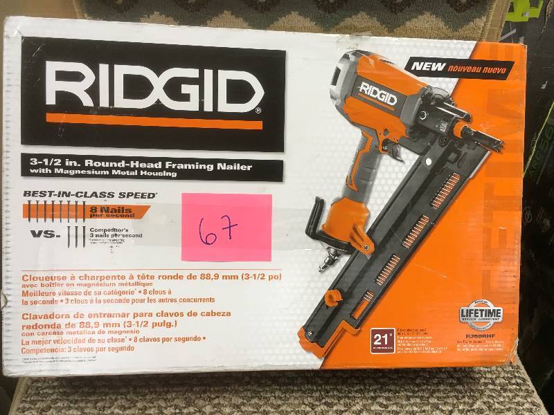 RIDGID R350RHF Framing Nailer Nail Gun Kit 21 Degree 31/2 Inch Round