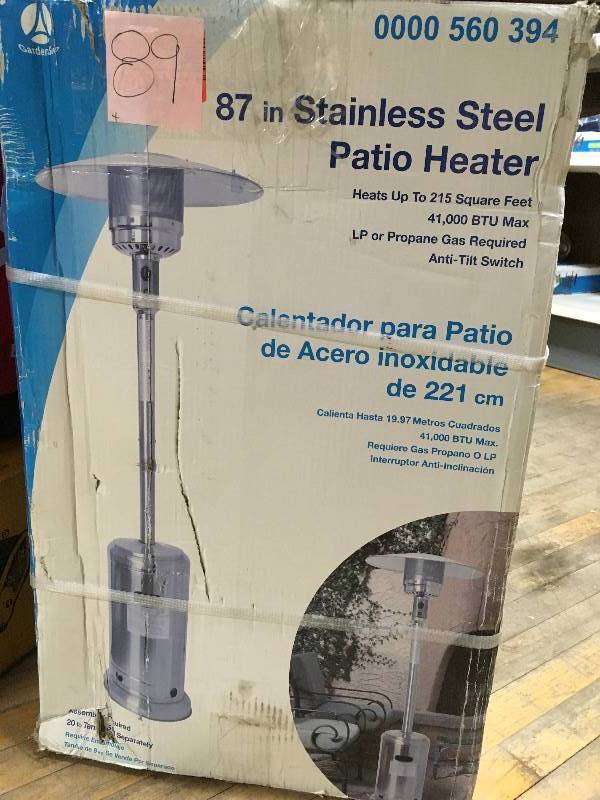 lot 89 image: Gardensun 41,000 BTU Stainless Steel Propane Patio Heater New