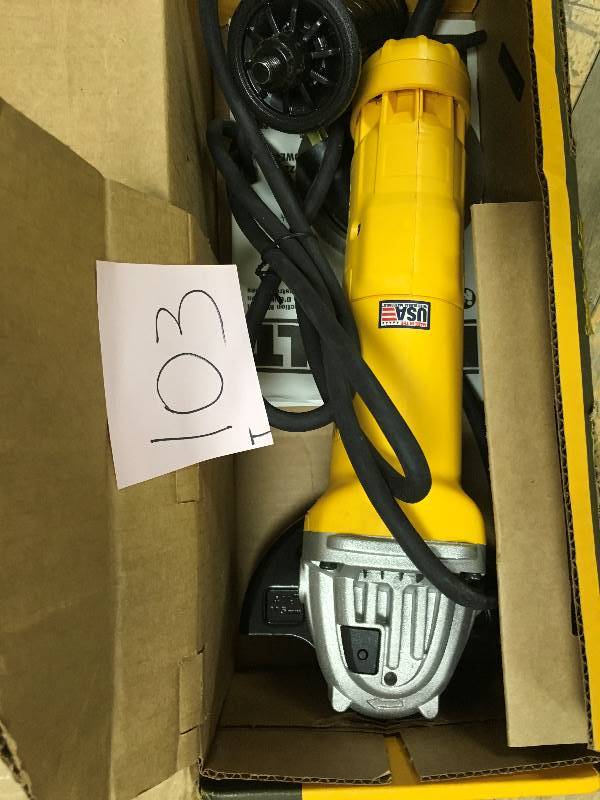 lot 103 image: Dewalt 11 Amp 4-12 in. Angle Grinder not used