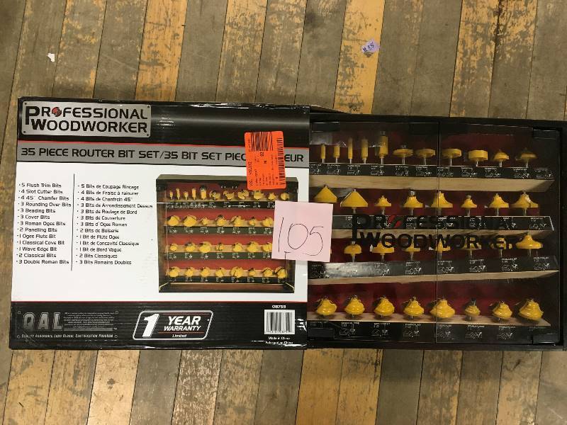 lot 105 image: Professional Woodworker 35-Piece Router Bit Set new