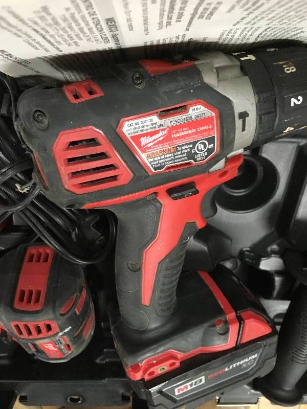 lot 94 image: Milwaukee M18 FUEL 18-Volt Lithium-Ion Brushless Cordless Hammer DrillImpact Driver Combo Kit (2-Tool)2 batteries used in good working condition