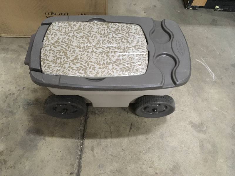 lot 24 image: Suncast Portable 12.25 in. x 13 in. Resin Garden Scooter  not used