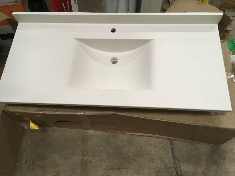 lot 32 image: Swanstone Metropolitan 49 Contour Vanity Top, White open box nevert used
