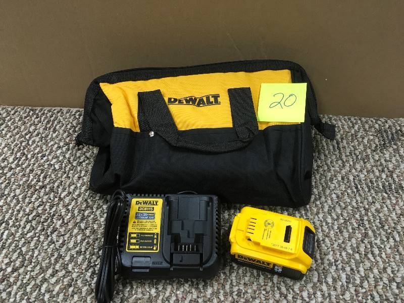 lot 20 image: DeWalt DCB205CK 20 Volt MAX 5.0 Ah Lithium-Ion Battery Kit with Bag
